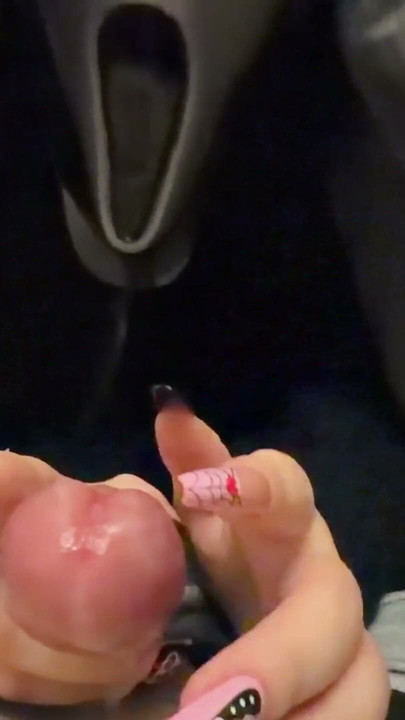 Horny Ghostface Girl under the Blanket Ruthlessly Jerked Me Off - the Best Dream of My Life on Halloween Night (Long Nails) | Clip 1
