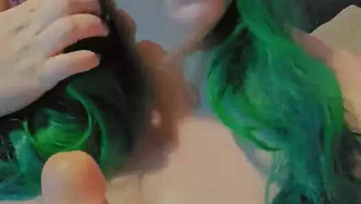 Green Haired Goddess Sucking Cock