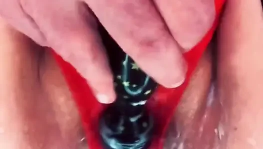 Wet Red Pantie Play