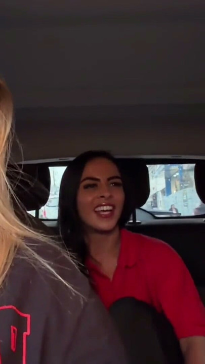 The Brazilian gas station attendant accepted to be a porn actress and showed her breasts in the moving car | Clip 1