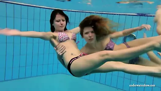 Katka and Kristy underwater swimming babes