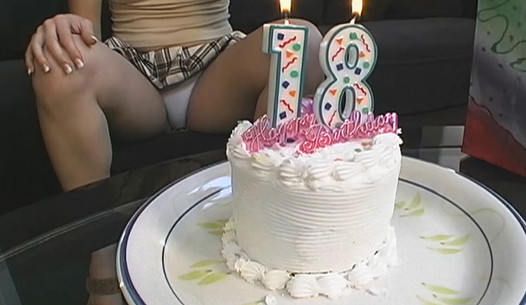 18th Birthday – horny blonde gets her first dildo