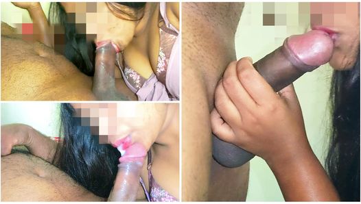 Une demi-sœur indienne desi taille une pipe et avale du sperme