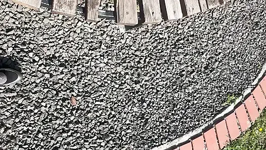 Sexy hot stepmom is horny and caresses herself on a park bench