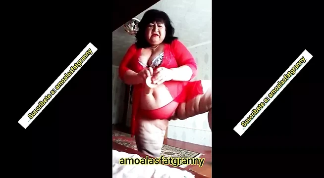 My fat old Elena masturbates with a plastic penis for me.