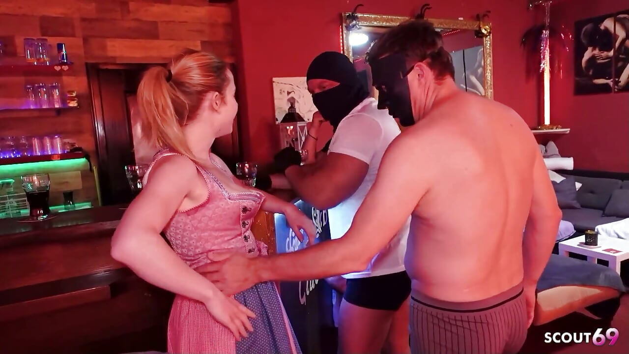German Girl Get Fucked and Bukkake by Stranger Guys at Public Swinger Club