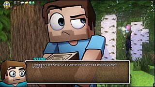 Hornycraft, une parodie de Minecraft, jeu hentai, pornplay, épisode 9, une fille d'Enderman se masturbe en plein air dans la forêt