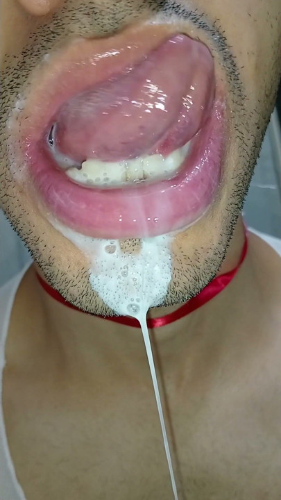 Cum in my mouth, play with your cum, and swallow it, sexy, femboy, trans, gay naughty, tongue, sloopy, six pack, fitness teen | Clip 3