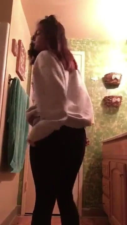 Cute Girl Stripping In Bathroom