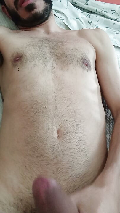 Cumshot on chest solo masturbation
