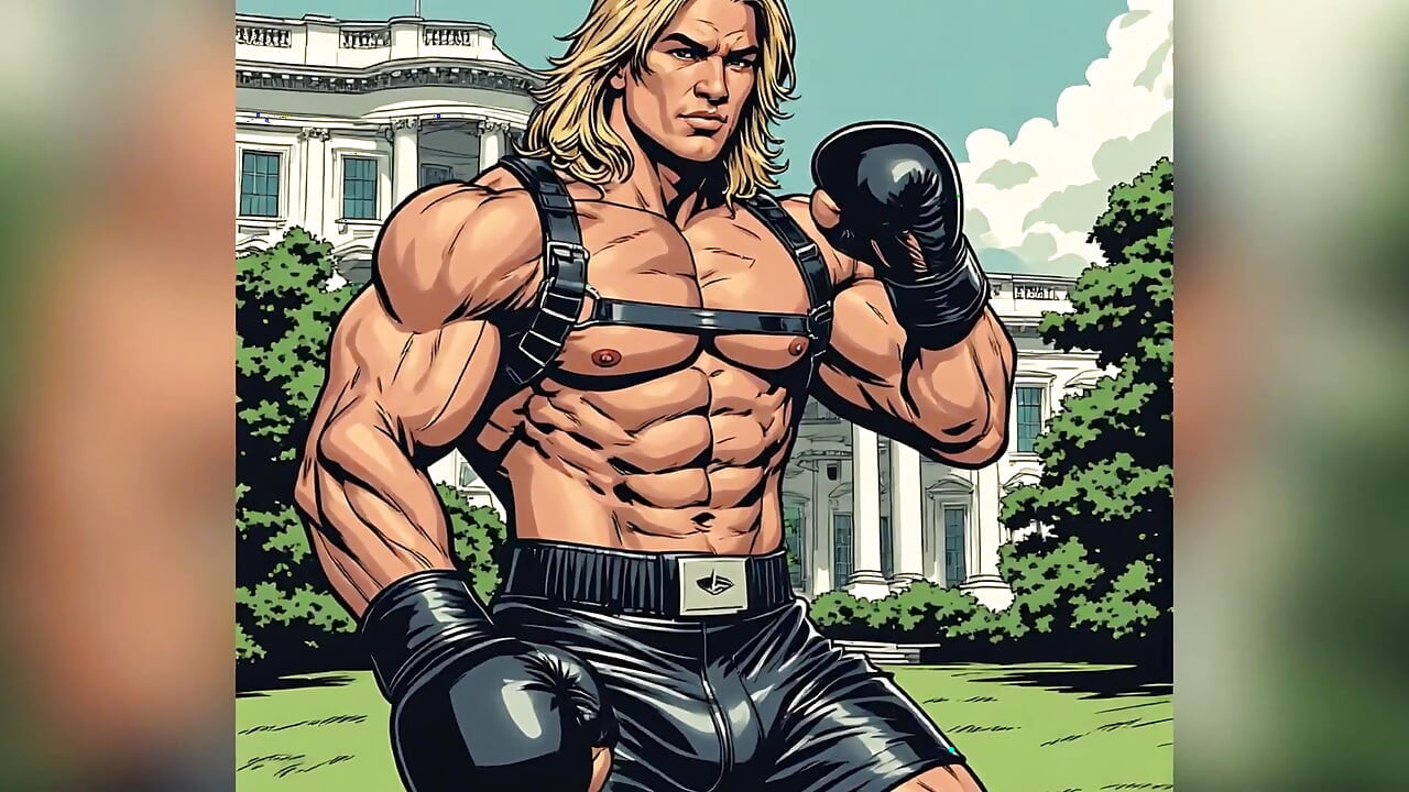 White House Lawn Fighter Bulge Comic Style Art