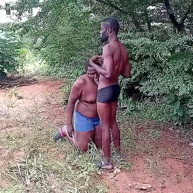 Chubby Kneeling and Given Blowjob Outside