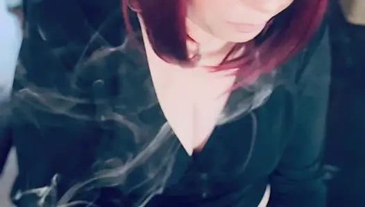 This gorgeous Secretary, Tina Snua,  Smokes A Cigarette For You With Lots Of Tricks