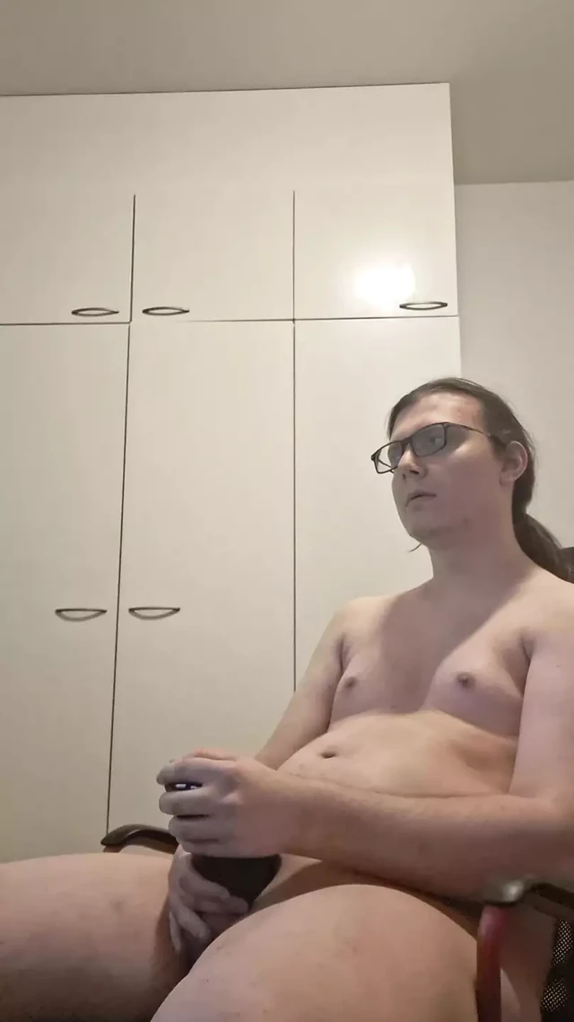 Horny young boy masturbates with satisfyer