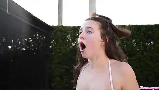 Hot Teen Stepsister Alana Rose Seduces Stepbro Into Fucking Her by the Pool