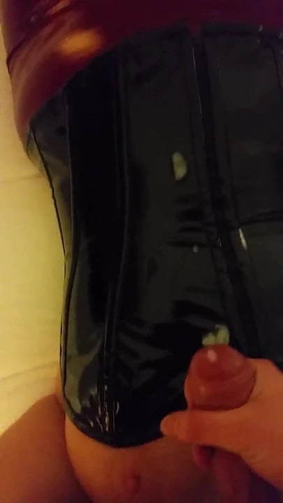 Amateur mouth and titty fucked in pvc skirt corset and heels