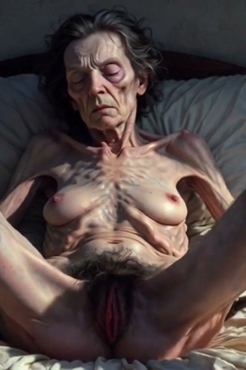 85yo Granny Tied up - Big Open Hairy Pussy Begging for Cum Inside