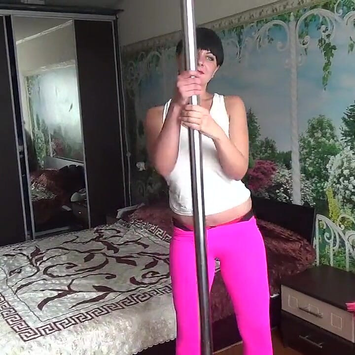 Kate sexy walking in yoga pants high heels and short white top