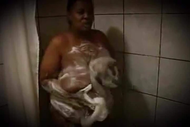 Grandma Washes Her Monster Juggs