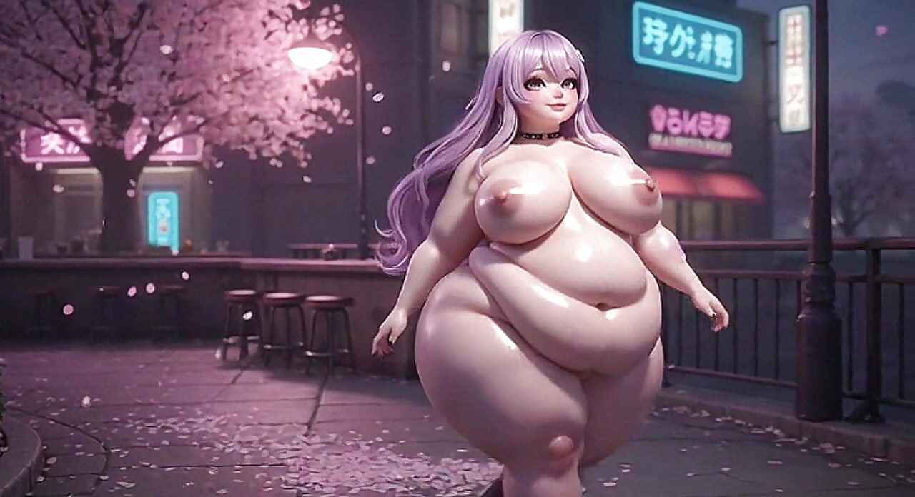Grandota de anime temblando enorme culo en tanga púrpura
