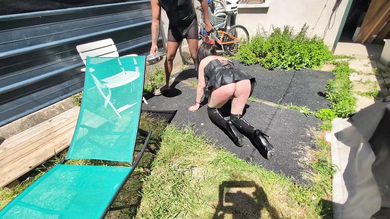 Domination Session for This Mature Woman in the Garden.