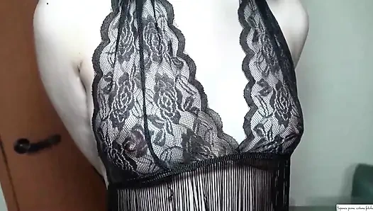 Showing off Her New Bold Lingerie