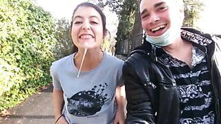Risky Blowjob With Cum In Mouth, Almost Caught On The Street