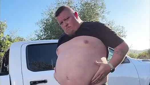 Chubby Guy Almost Caught Playing with His Soft Cock