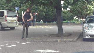 Sexy Crossdresser Alison - Public flash - Leather and Heels