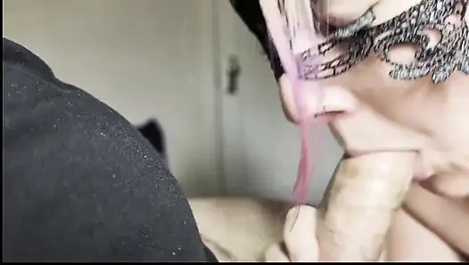 Afternoon Throat Service - Black Dress Swallows Every Drop