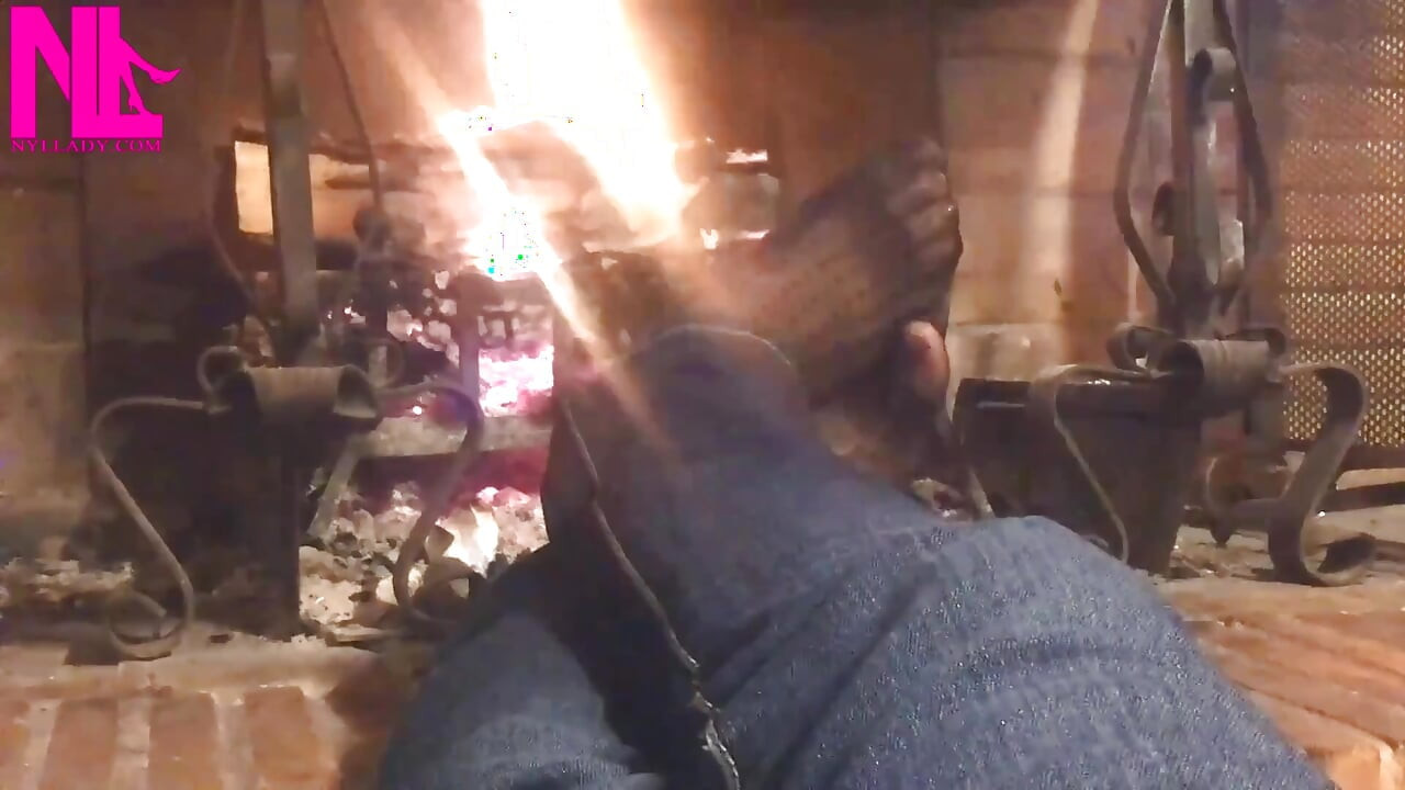 Warming up My Hosed Feet at the Fireplace