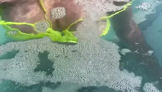 Artemisia Love flashing her juicy big tits underwater for you wearing a sexy bikini