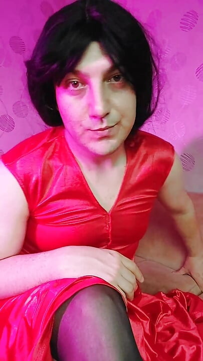 Red Princess Kitty Cross Having Fun in Red Dress