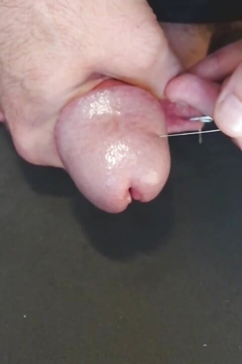 Cumming with needles in my cockhead and sack