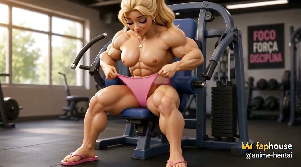 Muscular Blonde with Huge Clits Masturbates Her Pussy at the Gym