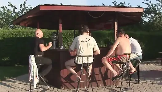 Shameless slut gets ass fucked in the garden