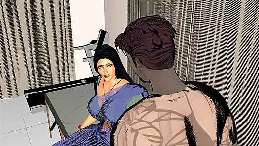 Azgın desi Hintli Pakistanlı yenge kaslı adam tarafından sert sikiliyor evde gizli seks.