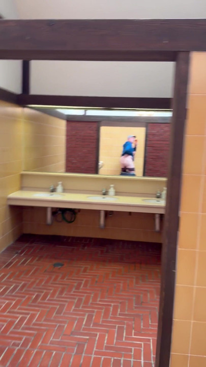 Flashing dick and ass in a public restroom in Kobe Japan