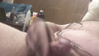 Old Fat 4 Eyes Cums on His Glasses