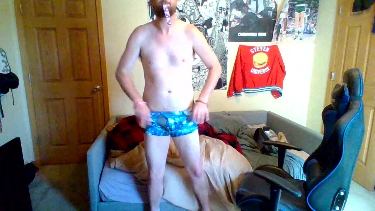 Tall white boy takes boxers off to show softie SPH GROWER