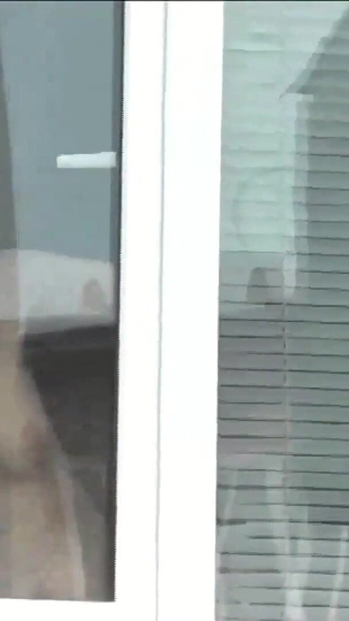 Naked in public. Random man taxi driver from car watches a naked woman washing apartment windows. Public nudity Naked woman  POV | Clip 2