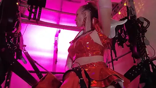 BDSM Mistress Pvc Altın Kırmızı Vinil Oyuncaklar Sik Fetiş Botlar Femdom