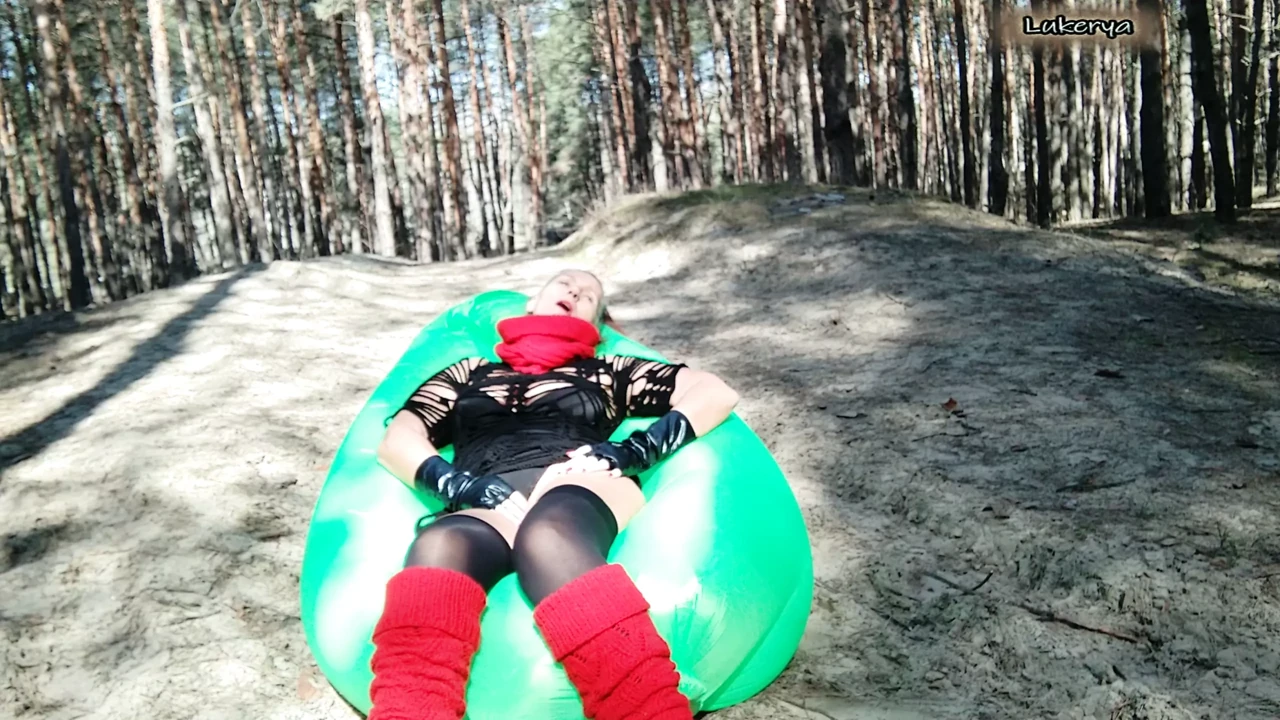 Lukerya is resting in the spring forest