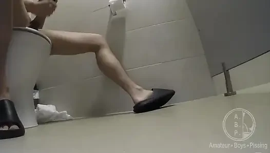 Boy Caught Jerking His Uncut Cock in Public Toilets Cubicle