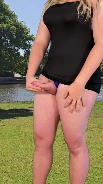 Memorable moment from "Big Balls shemale public flashing"