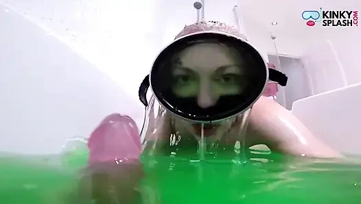 Messy Green Slime Mask Blow Job