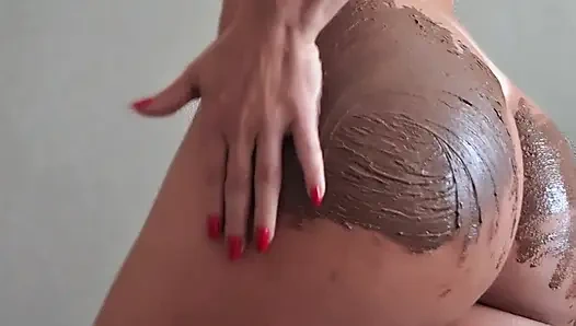Hotwife teasing with chocolate easter