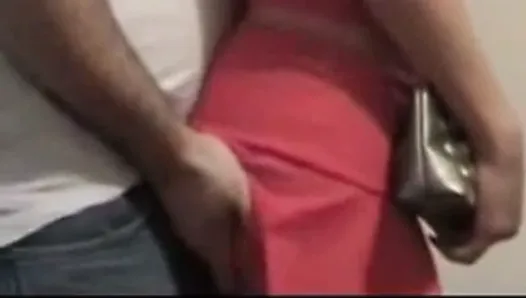 Big ass blonde getting groped in the bus