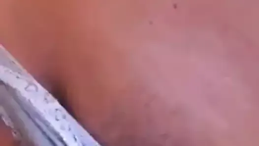 Milf stripping and rubbing tits and tight pussy