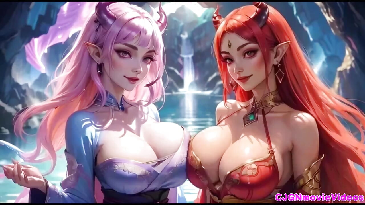女同性戀者親吻在一起，艾動畫